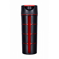 Бутылка 600мл Гранит чёрная с красным окошком и логотипом