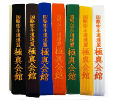 Пояс для кимоно Стандарт с вышивкой Киокусинкая жёлтый П14В.КАЙ (240см)