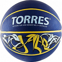 Мяч баск. "TORRES Jam" арт.В00043 р.3, резина, нейлон, корд.бут.кам, сине-жёлт-голубой
