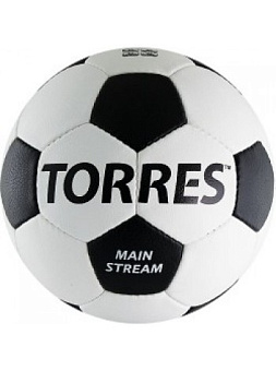 Мяч футб. "TORRES  Main Stream" F30185 р.5 32п. PU 4 подк.слоя руч. сшивка. бело-чёрный 