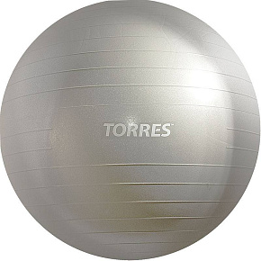 Мяч гимн. "TORRES", арт.AL121165SL, диам.65см, эласт.ПВХ, с насосом, серый 
