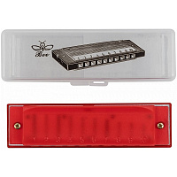 Диатоническая губная гармошка BEE DF10A-3 RED, С, цвет красный DNT-77039