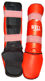 Защита голени и стопы WELL KSS056 синие, красные (щитки) купить в Батайсе - цены в интернет-магазине спортивных товаров "Медведь"