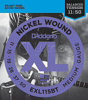 Комплект струн EXL115BT Nickel Wound для электрогитары, сбалан. натяжение, Medium, 11-50
