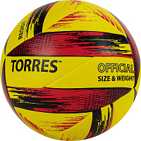 Мяч вол." TORRES Resist" V321305 р.5 синт. кожа (ПУ) гибрид, бут. кам.  жёлто-красно-чёрный