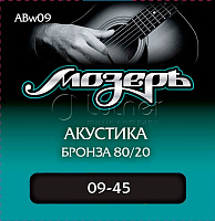 Комплект струн для акустической гитары ABw09, бронза 80/20, 9-45, оплетка 3-й струны
