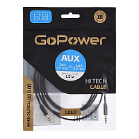 Кабель AUX 3.5мм(m)-3,5мм(m) 00-00027479, 1,5м TPE, черный в пакете